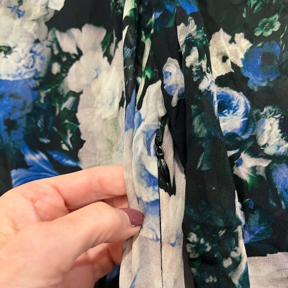 ZARA sheer top floral ruched mini dress with ruched sleeves - Picture 8 of 11